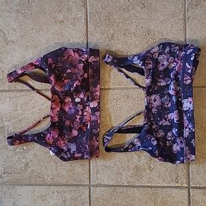 Two medium floral athleta sports bras